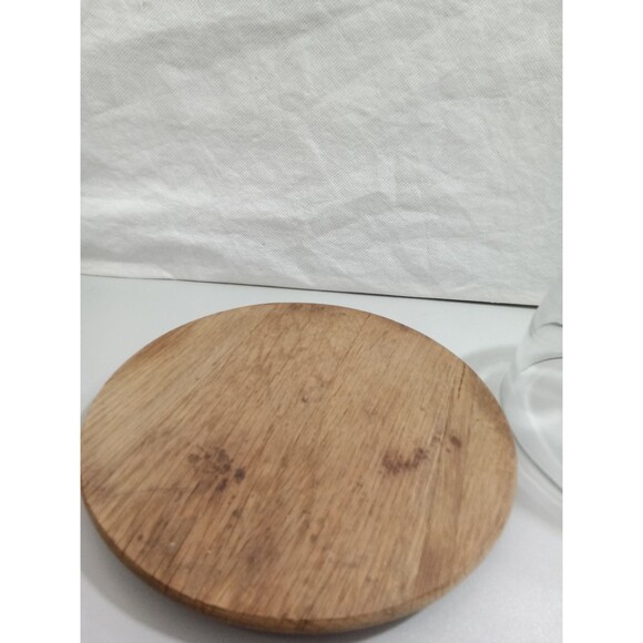 Vintage Teak Wood Cheese/Dessert Board Tray with Glass Dome Cloche Lid‎ - Picture 4 of 7